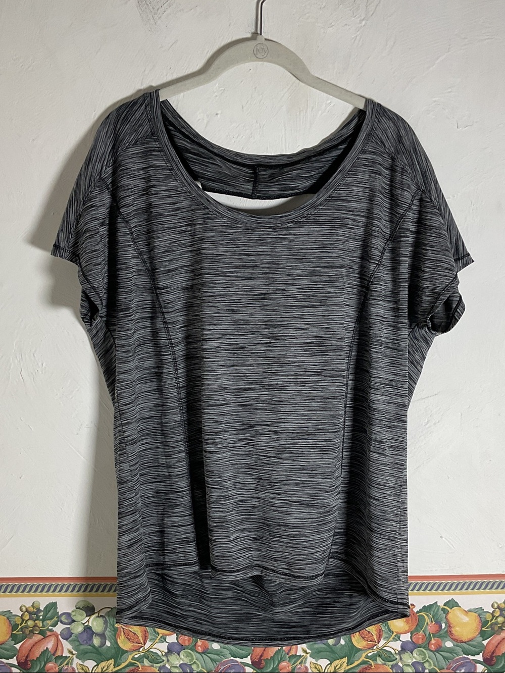 Xersion Space Dye Cowl Open Back Workout Tee Size XL Gray